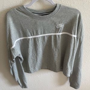 Grey Nike Cropped Sweater Small